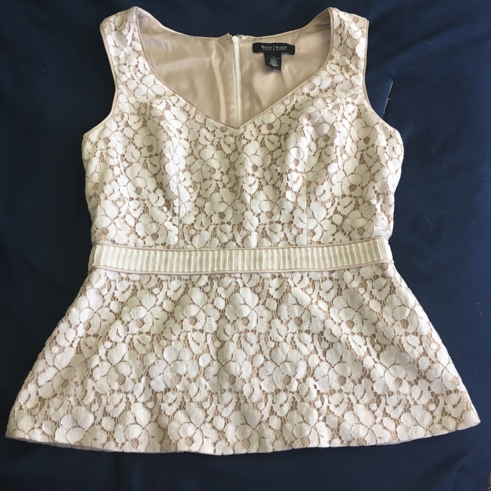 WHBM Cream Lace Sleeveless Top